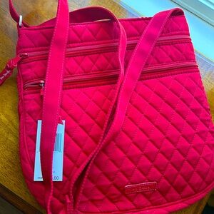 Vera Bradley crossbody, beautiful rich red color with rose design
